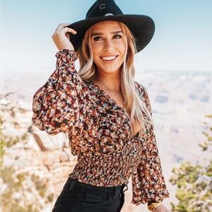 Buddy Love Sabrina Floral Smocked Blouse